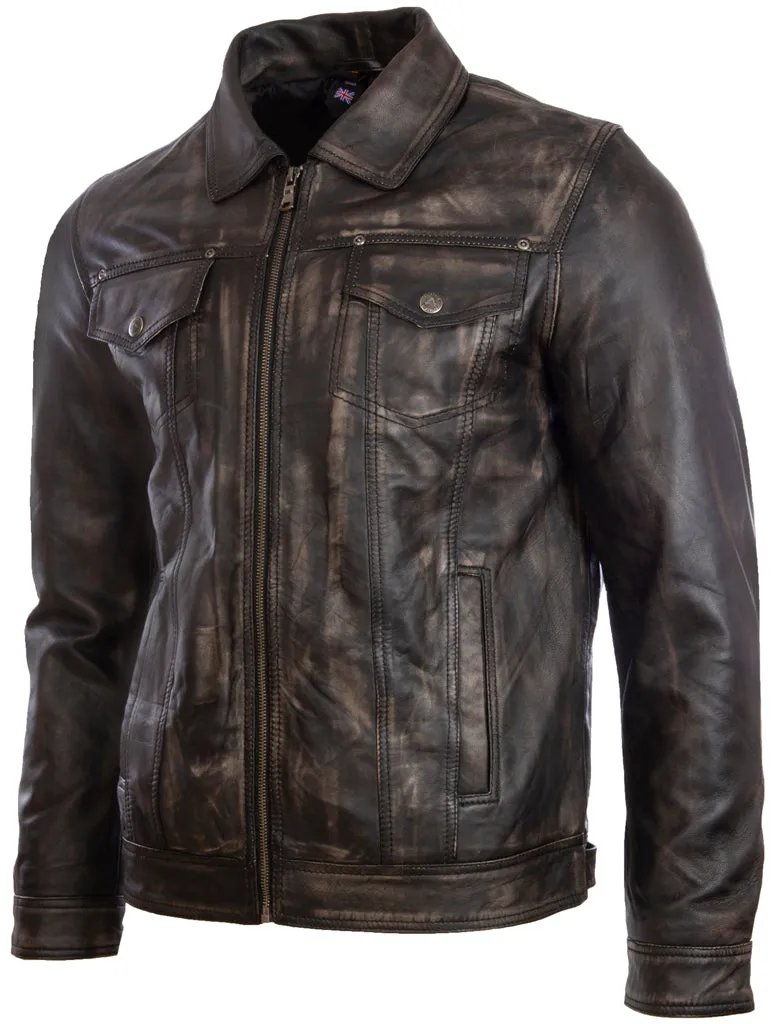 AGQ5 Men's Trucker Harrington Jacket - Vegas