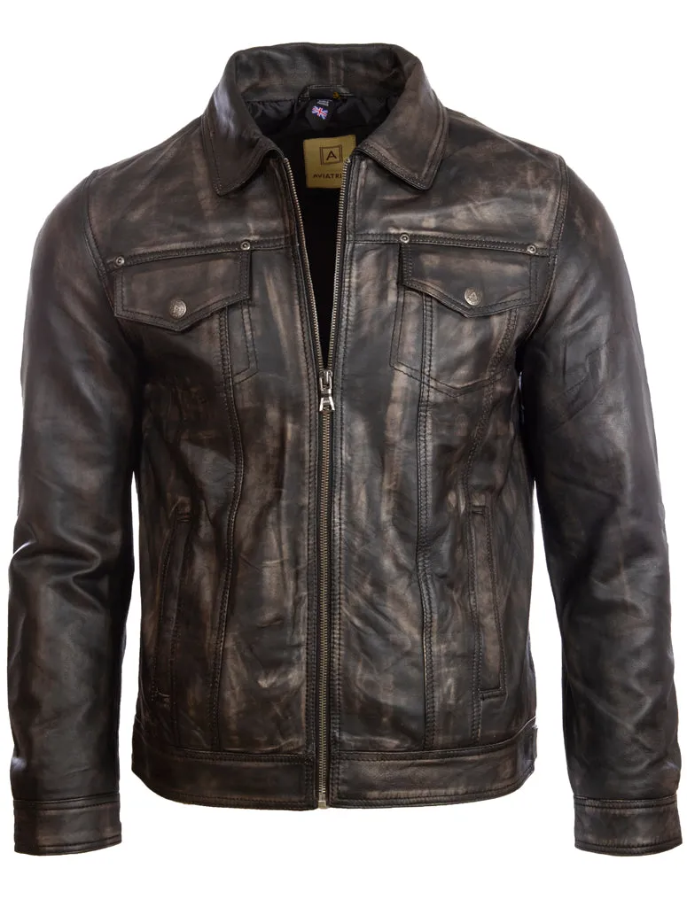 AGQ5 Men's Trucker Harrington Jacket - Vegas