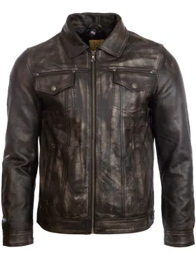 AGQ5 Men's Trucker Harrington Jacket - Vegas