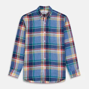 Blue Multi Check Linen Weekend Fit Suffolk Shirt