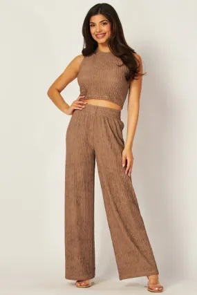 Crinkle Textured Two Piece Loungewear Set