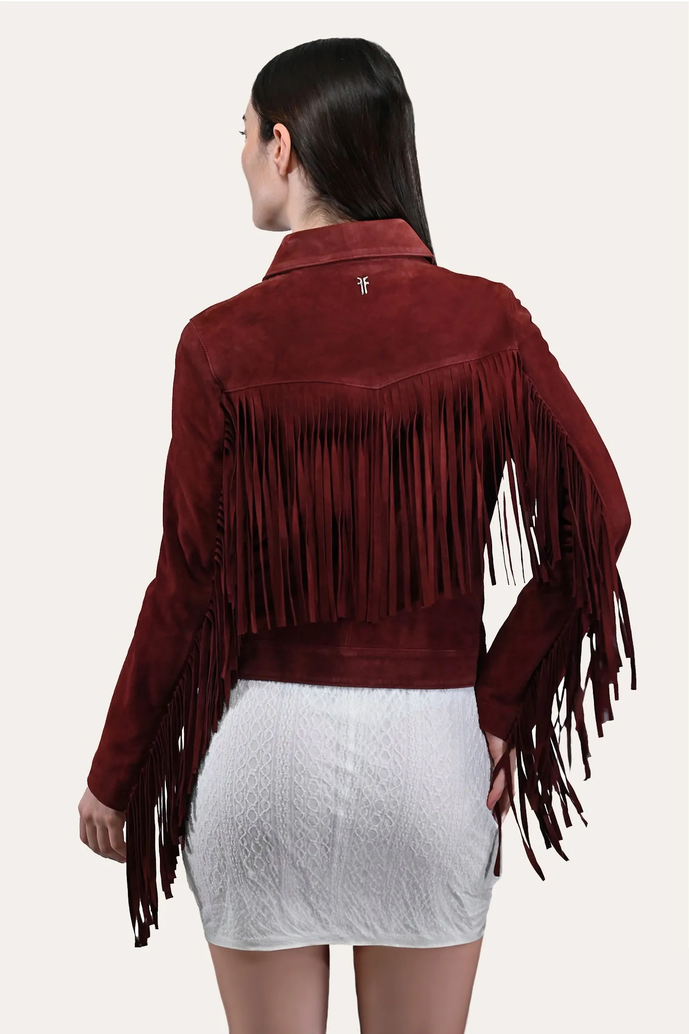 Frye Oxblood Fringed Jacket