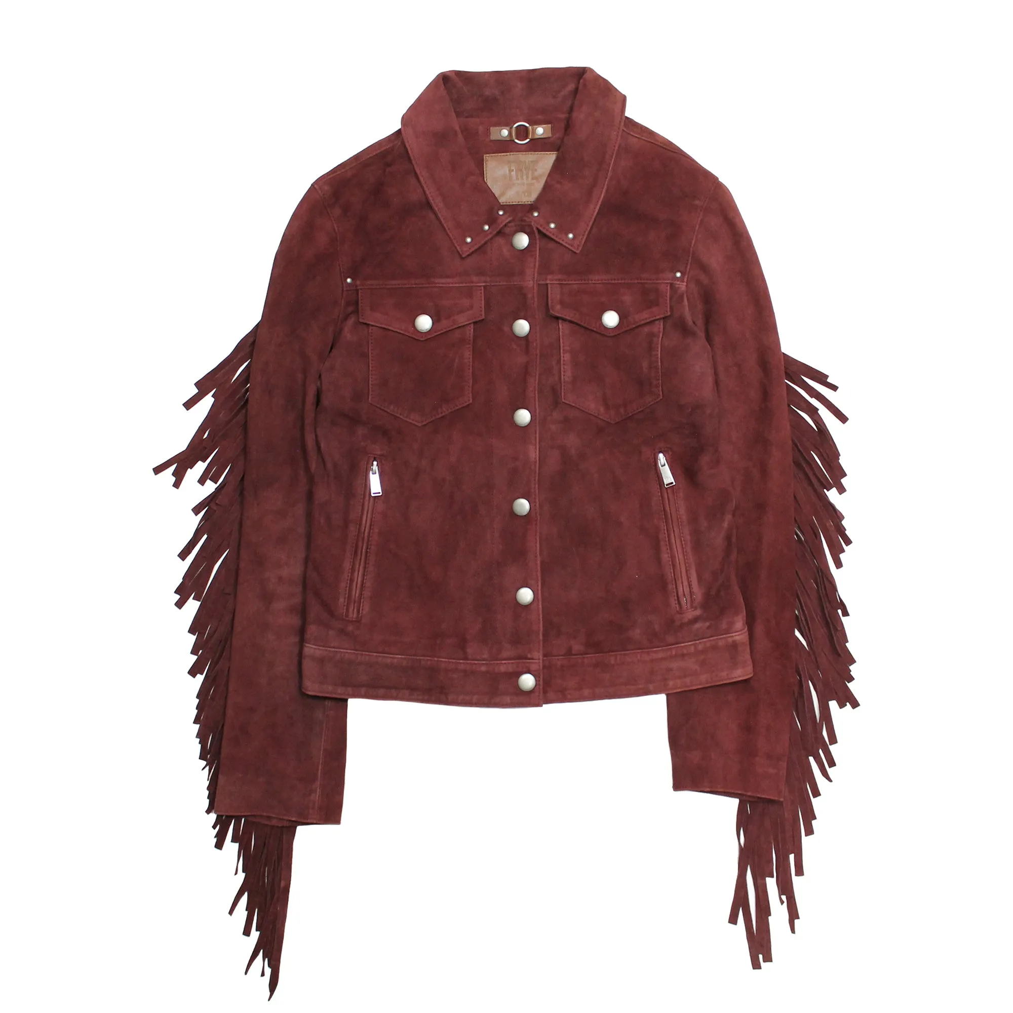 Frye Oxblood Fringed Jacket