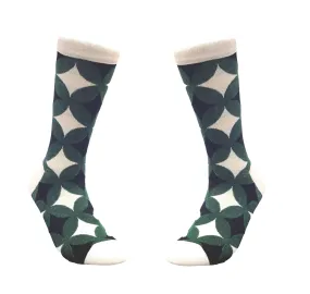 Green Avocado Colored Geometric Patterned Socks from the Sock Panda (Adult Large - Men's Shoe Sizes 8-12)