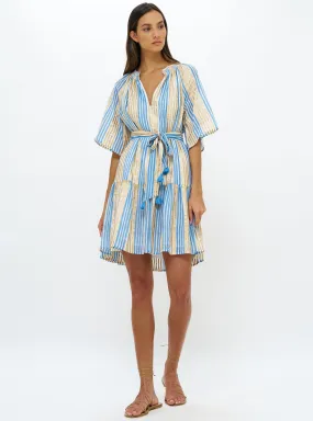 Raglan Belted Mini Dress - Samoa Blue Gold