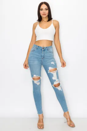 Selena - High Rise Destructed Premium Skinny