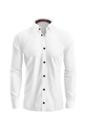 Vercini Classic White Shirt with Contrast Button Detail