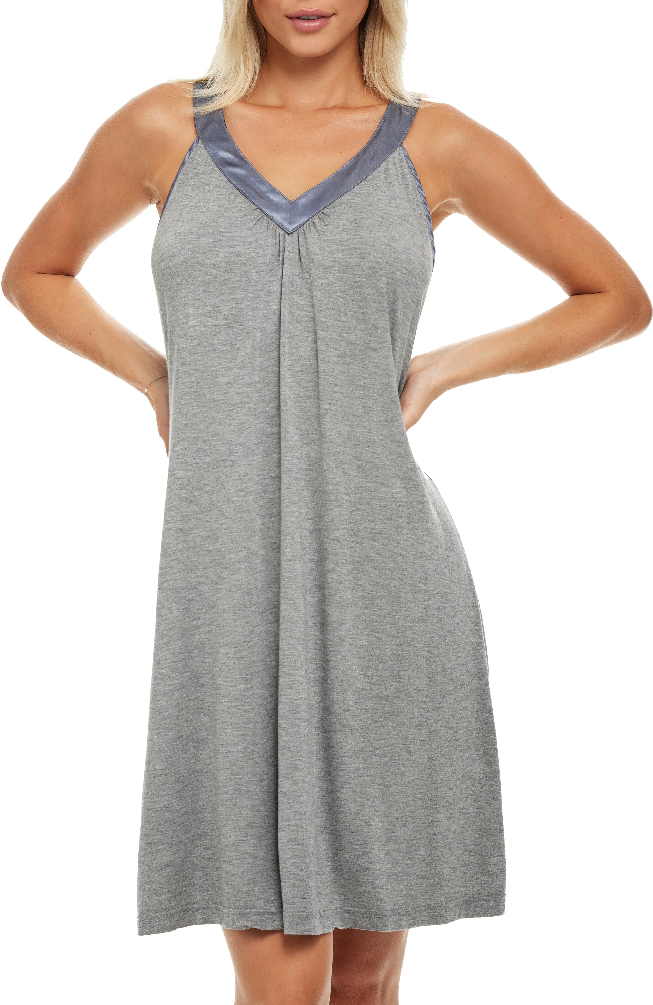 Women's V Neck Nightgown, Sleeveless Racerback Pajama Top Sleep Shirt